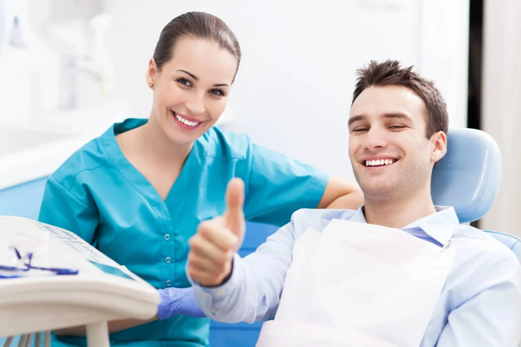 Best dentist in Bethesda, reviewing results with patient.